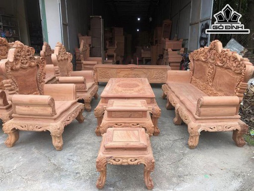 Bộ Hoàng Gia Cột 14 Gỗ Hương Đá Khuôn 4 Ván 2 (cm)