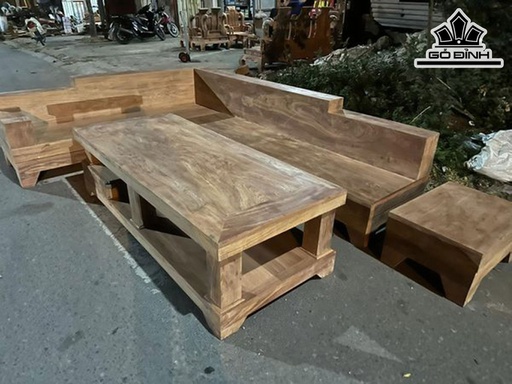 Bộ Sofa Góc Đoản 300x200 Bàn 80x190 Mặt Tràn 2 Yếm Dày 3 (cm)