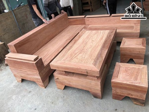 Bộ Sofa Góc Trứng Gỗ Hương Đá