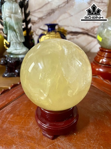 Bi Cầu Đá Thạch Anh Vàng Đường Kính Hạt 9 (cm) 1,12kg