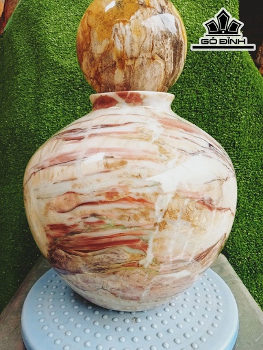 Tác Phẩm Chum Phú Quý Đá Cẩm Thạch Vân Mây Cao 23 Đường Kính 24 (cm) 18kg