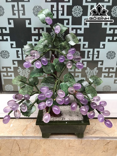 Cây Nho Sum Vầy Sung Túc No Ấm Đá Thạch Anh Tím Cao 38 Ngang 28 Sâu 10 (cm) 2,25kg