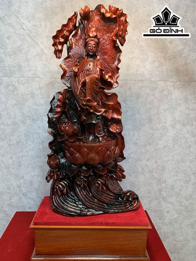 Tượng Phật Bà Quán Thế Âm Gỗ Trắc Cao 65 Ngang 30 Sâu 11 (cm)