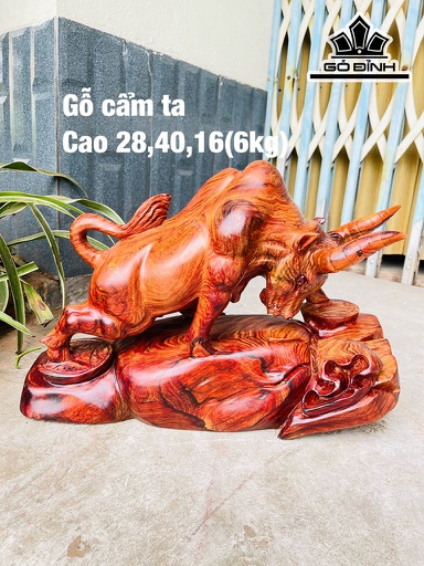 Tượng Bò Tót Gỗ Cẩm Cao 28 Ngang 40 Sâu 16 (cm)