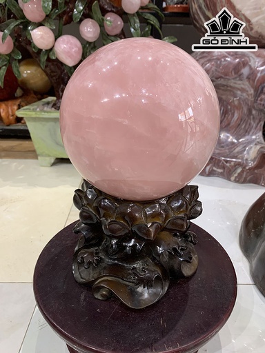 Bi Cầu Đá Thạch Anh Hồng Đường Kính Hạt 17 (cm) 7,75kg