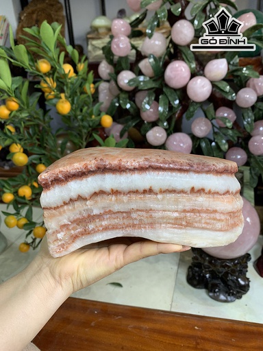 Tác Phẩm Đá Thịt Heo (Canxit) Cao 8,6 Ngang 17,3 Sâu 10 (cm) 2,4kg