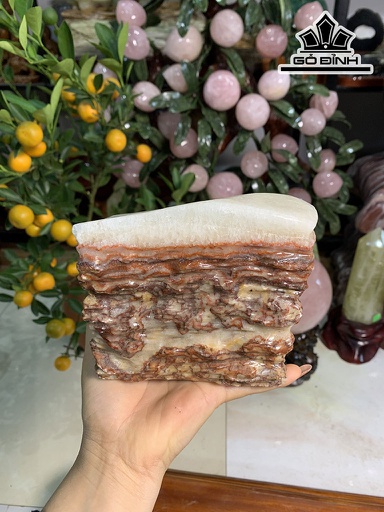 Tác Phẩm Đá Thịt Heo (Canxit) Cao 13 Ngang 11,5 Sâu 9 (cm) 2,72kg