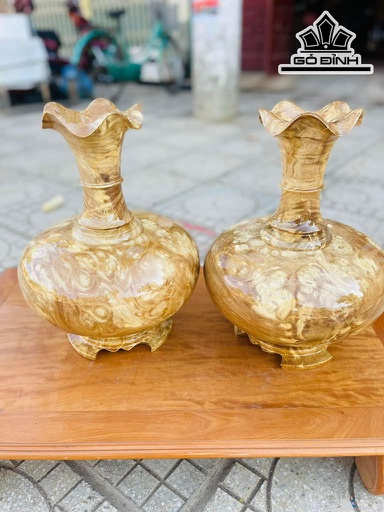 Bình Củ Tỏi Gỗ Nu Nghiến Đường Kính 30 Cao 36 (cm)