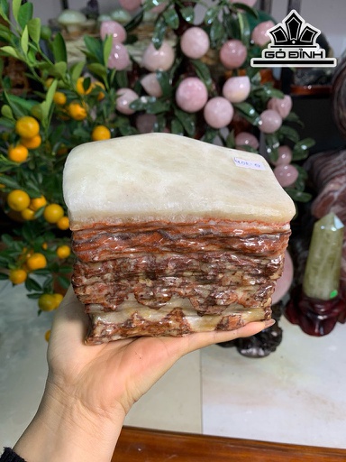 Tác Phẩm Đá Thịt Heo (Canxit) Cao 13 Ngang 11,5 Sâu 9 (cm) 2,72kg