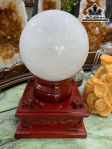Bi Cầu Đá Thạch Anh Cùi Dừa Đường Kính Hạt 18 (cm) 8,6kg