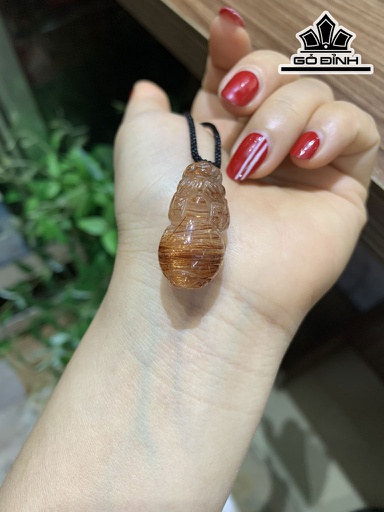 Mặt Dây Chuyền Tỳ Hưu Đá Thạch Anh Tóc Nâu Cao 28,4 Ngang 14,8 Sâu 14 (mm)