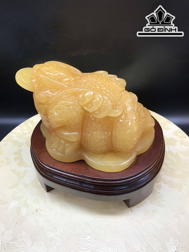 Cóc Tài Bảo Đá Onyx Vàng Cao 10 Ngang 16 Sâu 14 (cm) 2,6kg