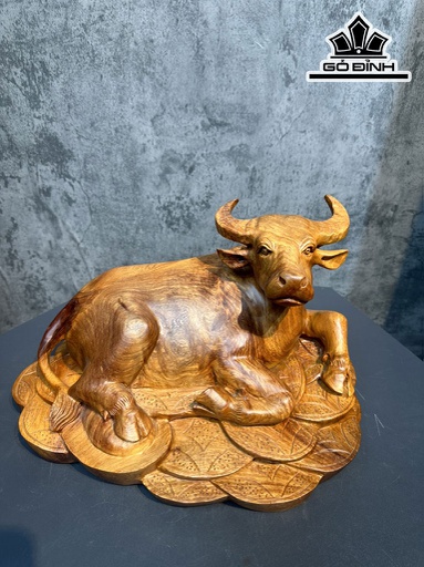 Tượng Trâu Gỗ Hương Cao 22 Ngang 40 Sâu 25 (cm)