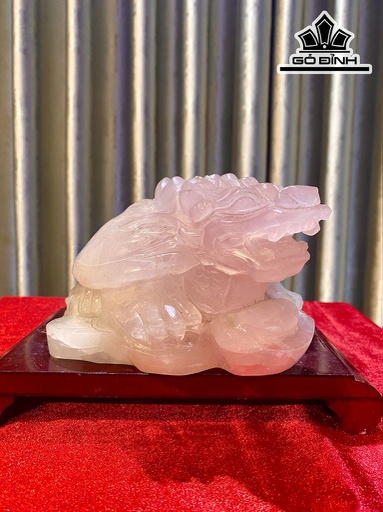 Tác Phẩm Long Quy Đá Thạch Anh Hồng Cao 17 Ngang 14 Sâu 11 (cm) 2,84kg