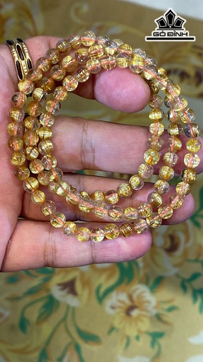 Chuỗi Quấn 3 Vòng Đá Thạch Anh Tóc Vàng Bã Mía Đường Kính Hạt 5,8 (mm) 25,6g