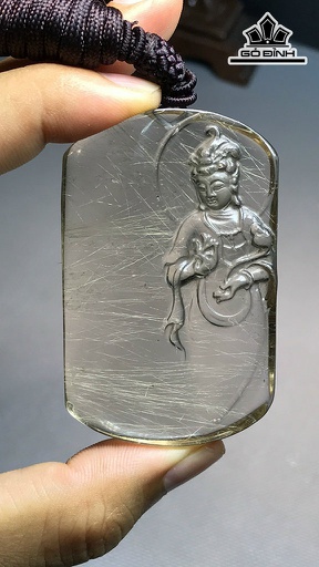 Mặt Dây Chuyền Phật Đá Thạch Anh Tóc Vàng Cao 65,5 Ngang 41,5 Sâu 11,6 (mm) 66,3g