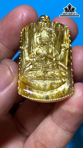 Mặt Dây Chuyền Thiên Thủ Thiên Nhãn Đá Thạch Anh Tóc Vàng Bã Mía Cao 41,9 Ngang 25 Sâu 9,8 (mm) 19,3g