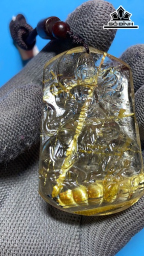 Phổ Hiền Bồ Tát Đá Thạch Anh Tóc Vàng Cao 55 Ngang 33 Sâu 8,8 (mm) 28g