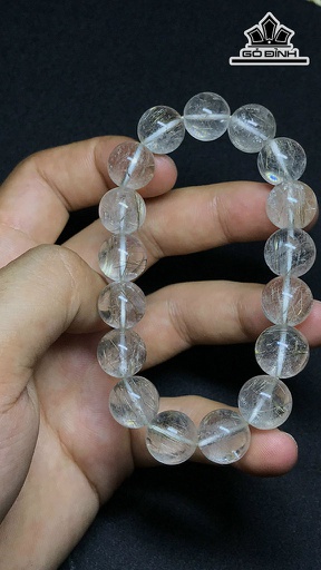 Vòng Tay Đá Thạch Anh Tóc Bạch Kim Đường Kính Hạt 12,1 (mm) 42,6g