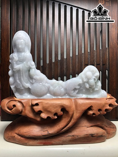 Quan Âm Đá Cẩm Thạch Cao 138 Ngang 130 Sâu 12 (mm) 163g Riêng Đá Cao 90,6 (mm)