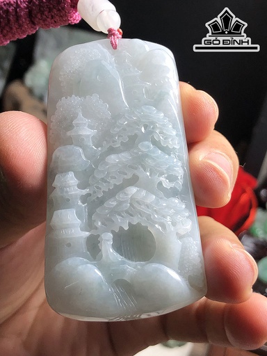 Sơn Thủy Đá Cẩm Thạch Cao 72,3 Ngang 38,5 Sâu 8,8 (mm) 51g