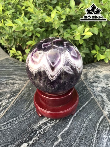 Bi Cầu Đá Thạch Anh Tím Vân Hoa Đường Kính Hạt 10,3 (cm) 1,39kg