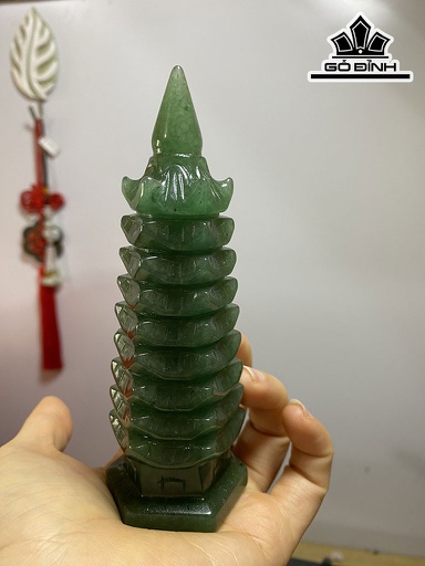 Tháp Văn Xương Đá Thạch Anh Xanh Cao 12 (cm)