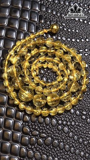 Chuỗi Đá Thạch Anh Tóc Vàng Đường Kính Hạt To Dần 4,4 - 11,6 (mm) 37g