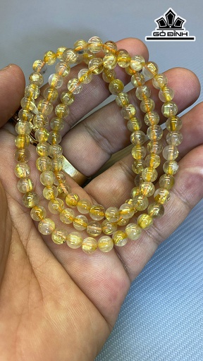 Chuỗi Quấn 3 Vòng Đá Thạch Anh Tóc Vàng Đường Kính Hạt 5,8 (mm) 24,8g