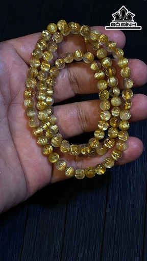 Chuỗi Quấn 3 Vòng Đá Thạch Anh Tóc Vàng Đường Kính Hạt 6 (mm) 30,6g