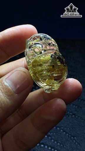 Long Quy Đá Thạch Anh Tóc Vàng  Cao 36,3 Ngang 24,2 Sâu 15,8 (mm) 19,2g