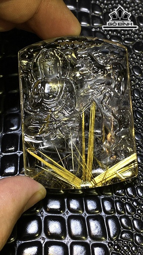 Mặt Dây Chuyền Adida Hoa Thị Đá Thạch Anh Tóc Vàng Cao 60 Ngang 44 Sâu 11,3 (mm) 60g