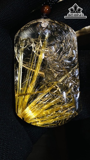 Mặt Dây Chuyền Long Vương Đá Thạch Anh Tóc Vàng Cao 64,8 Ngang 40  Sâu 16,6  (mm) 73,9g