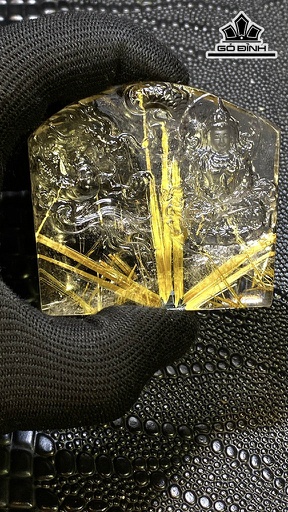 Mặt Dây Chuyền Quan Âm Hoa Thị Đá Thạch Anh Tóc Vàng Cao 55,5 Ngang 61 Sâu 10 (mm) 76,7g