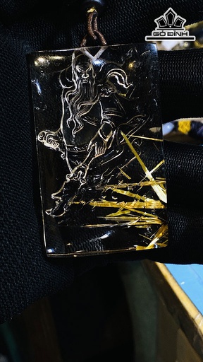 Mặt Dây Chuyền Quan Công Đá Thạch Anh Tóc Vàng Cao 62,6 Ngang 38,6 Sâu 13 (mm) 63,6g