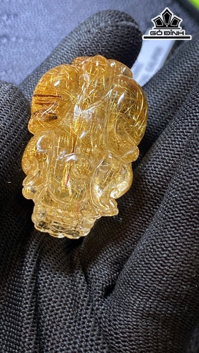 Mặt Dây Chuyền Tỳ Hưu Đá Thạch Anh Tóc Vàng Cao 43,4 Ngang 28 Sâu 24 (mm) 44,5g