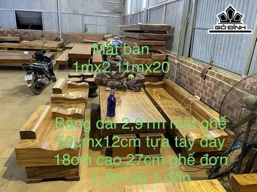 Bộ Sofa Gỗ Hương Xám Hàng To Dày 20 (cm)