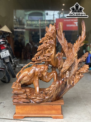 Tượng Anh Hùng Tương Ngộ Gỗ Ngọc Am Cao Cả Kỷ 100 Ngang 80 Sâu 40 (cm)