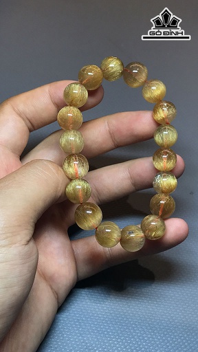 Vòng Tay Đá Thạch Anh Tóc Nâu Đồng Trục Đường Kính Hạt 10,9 (mm) 35,5g
