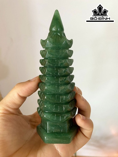 Tháp Văn Xương Đá Thạch Anh Xanh Cao 12,6 (cm)