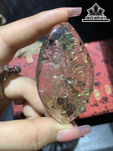 Mặt Dây Chuyền Đá Thạch Anh Tóc Vàng Cao 63,3 ngang 36,4 Sâu 12 (mm)