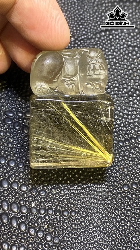 Ấn Tỳ Hưu Đá Thạch Anh Tóc Vàng Cao 42,6 Ngang 30 Sâu 18 (mm) 51,6g