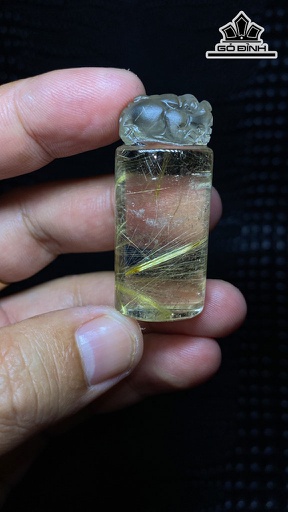 Ấn Tỳ Hưu Đá Thạch Anh Tóc Vàng Cao 44,5 Ngang 19,6 Sâu 16 (mm) 26g