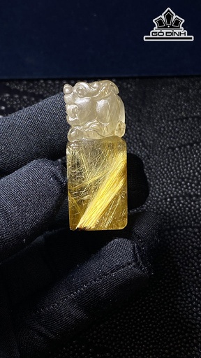 Ấn Tỳ Hưu Đá Thạch Anh Tóc Vàng Cao 45 Ngang 21 Sâu 18 (mm) 38,8g