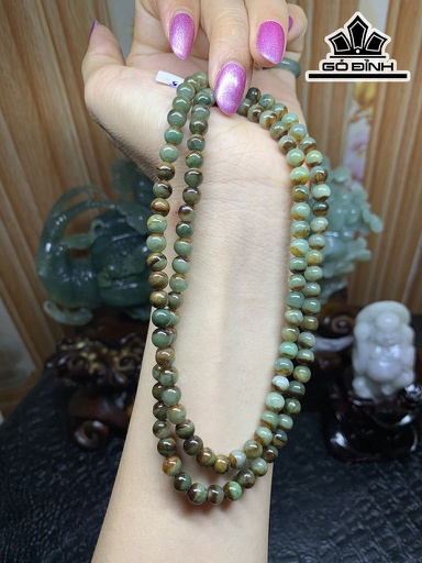 Chuỗi Quấn Huyết Uyên Ương 108 Hạt Đá Cẩm Thạch Đường Kính Hạt 6,4 (mm) 44,3g