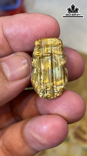 Mặt Dây Chuyền Tỳ Hưu Đá Thạch Anh Tóc Vàng Cao 26,6 Ngang 16 Sâu 11,8 (mm) 8,9g