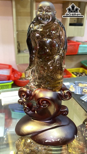 Tác Phẩm Di Lặc Đá Thạch Anh Tóc Vàng Cao 136 Ngang 63 Sâu 33,6 (mm) 309,5g