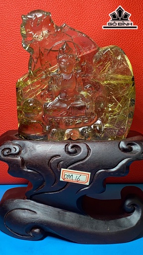 Tác Phẩm Đại Thế Chí Bồ Tát Đá Thạch Anh Tóc Vàng Cao 123 Ngang 102 Sâu 29 (mm) 432g