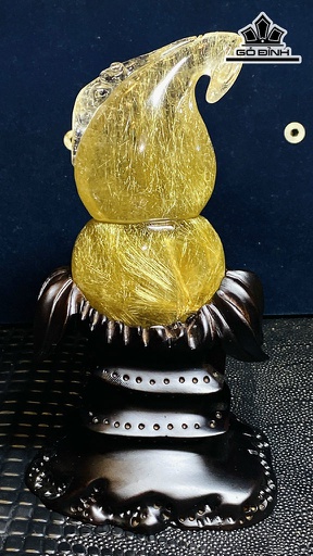 Tác Phẩm Hồ Lô Đá Thạch Anh Tóc Vàng Nâu Cao 106,48 Ngang 59,95 Sâu 34,72 (mm) 267,68g