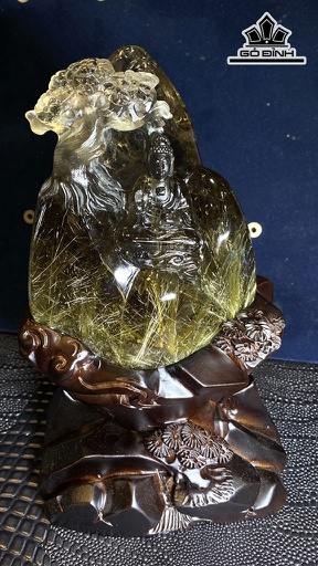 Tác Phẩm Phật Niết Đá Thạch Anh Tóc Vàng Cao 132 Ngang 111 Sâu 69 (mm) 900g